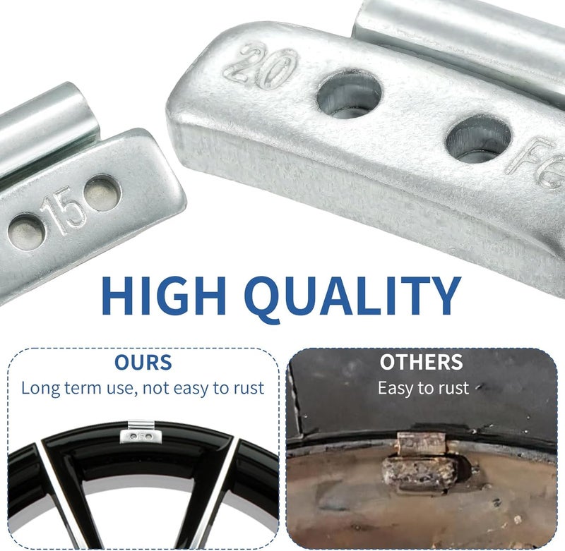 Dueilgo 100Pcs Wheel Weights Clip on Kit for Tire Balance, Iron Clip for Car Tires Balancing Accessories Compatible with Most Vehicle Alloy Wheels, 5g, 10g, 15g, 20g, 25Pcs for Each Style, Total 100Pcs/ Box - Image 4